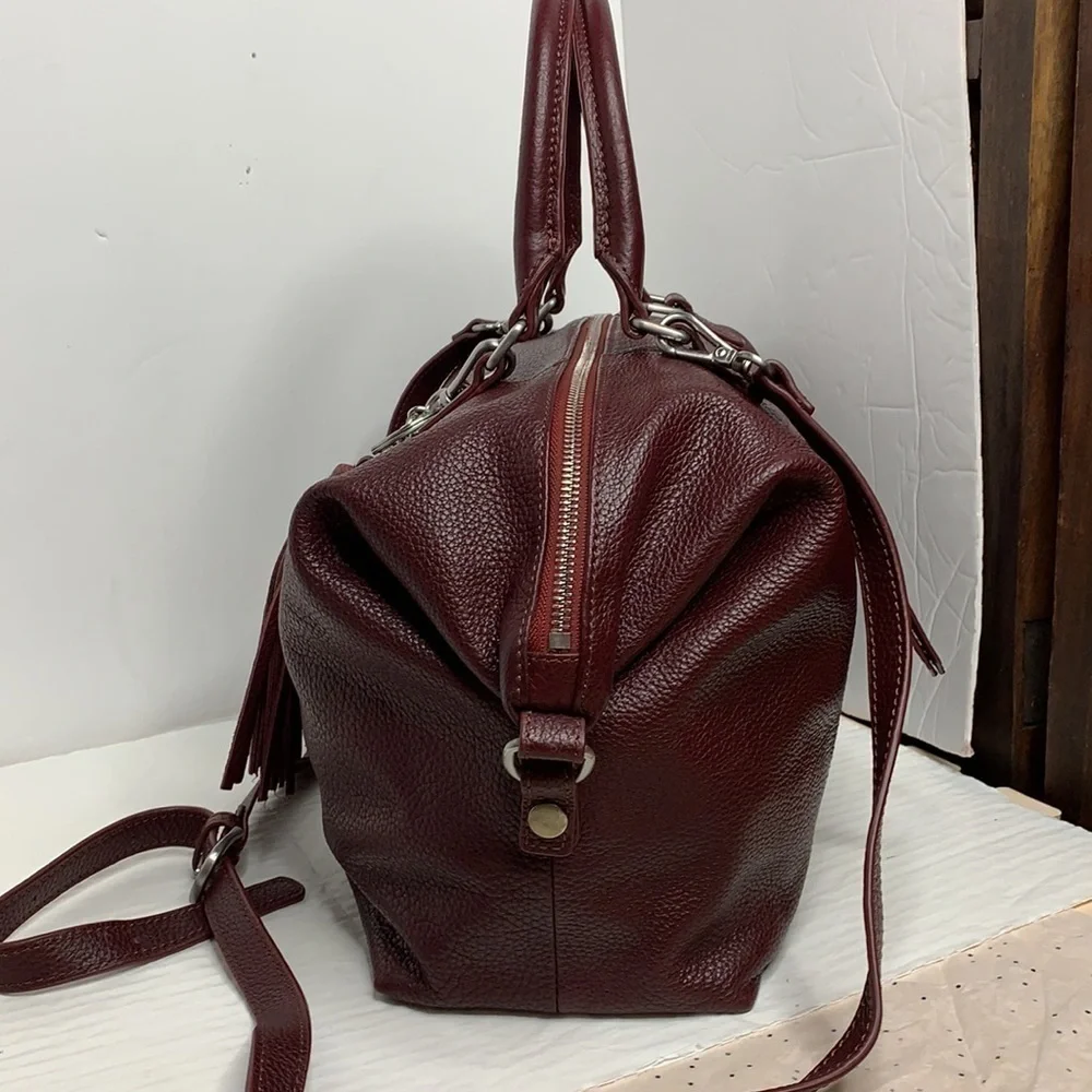 M London Convertible Deep Red Leather Satchel